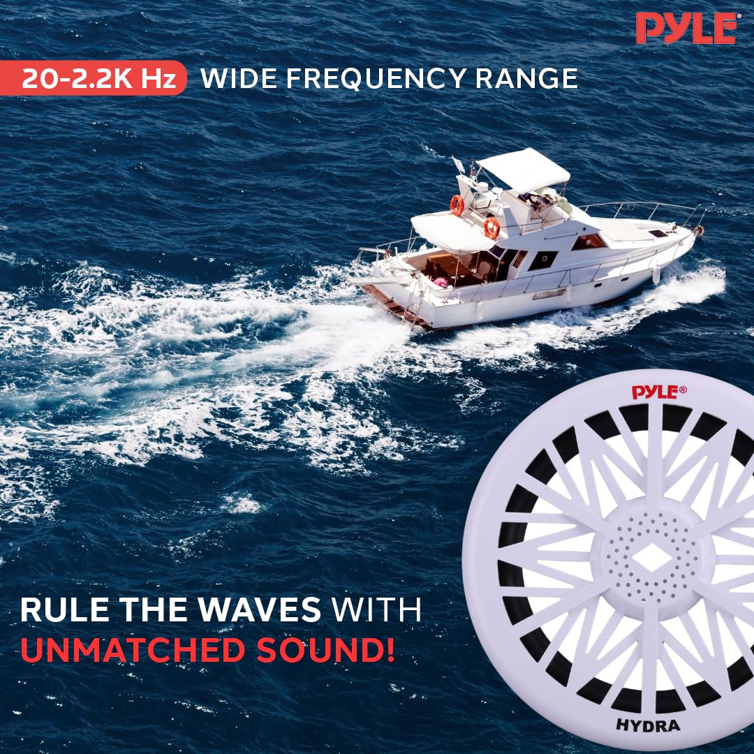 Pyle Single Outdoor Marine Audio Subwoofer   600 Watt 12 Inch White Waterproof Bass Loud Speaker For Marine Stereo Sound System,